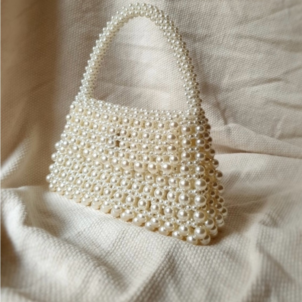 Cream Beaded Wedding Handbag